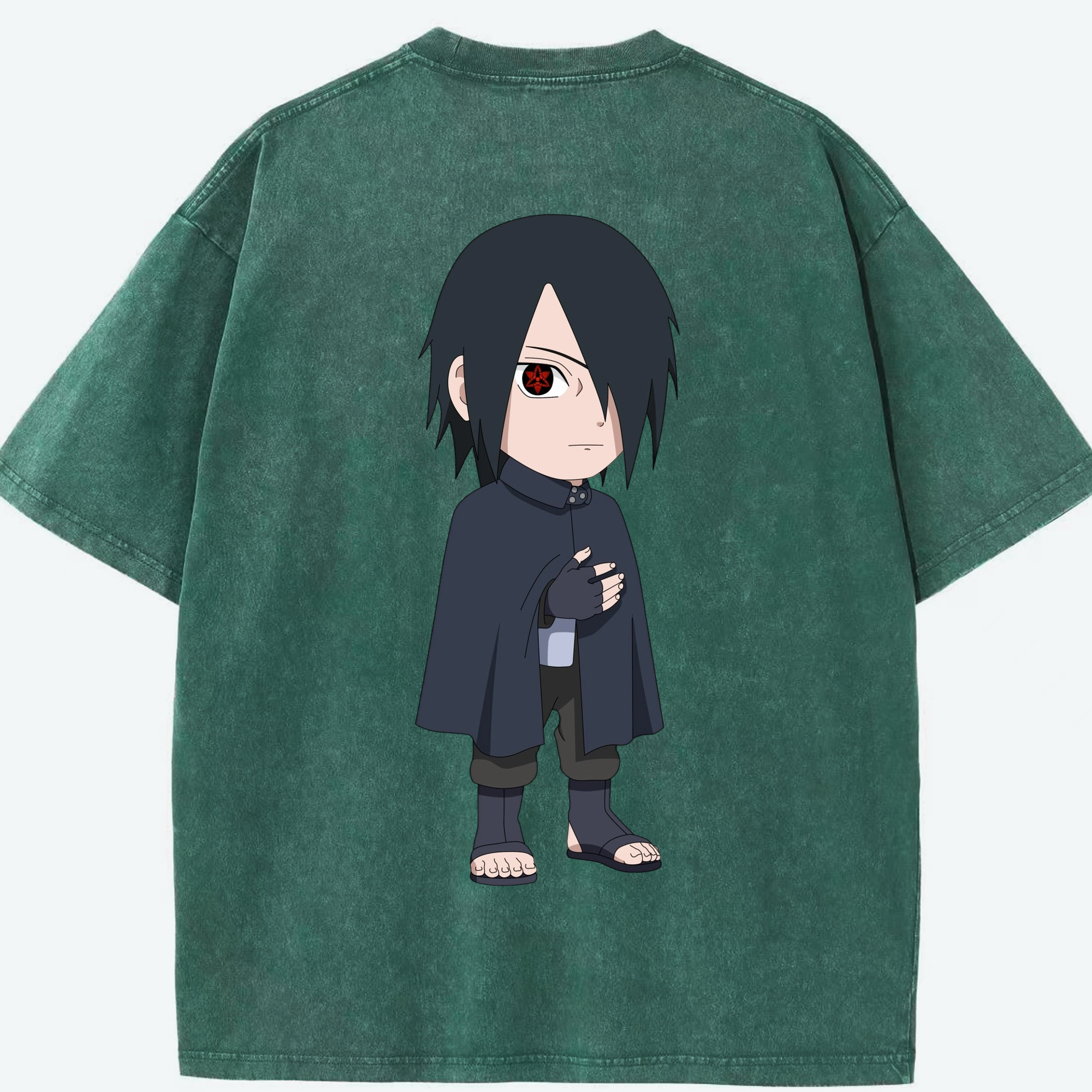 （画像用） NARUTO -ナルト- うちは サスケ Uchiha Sasuke 綿100% ヴィンテージ風 半袖Tシャツ（背面プリント）